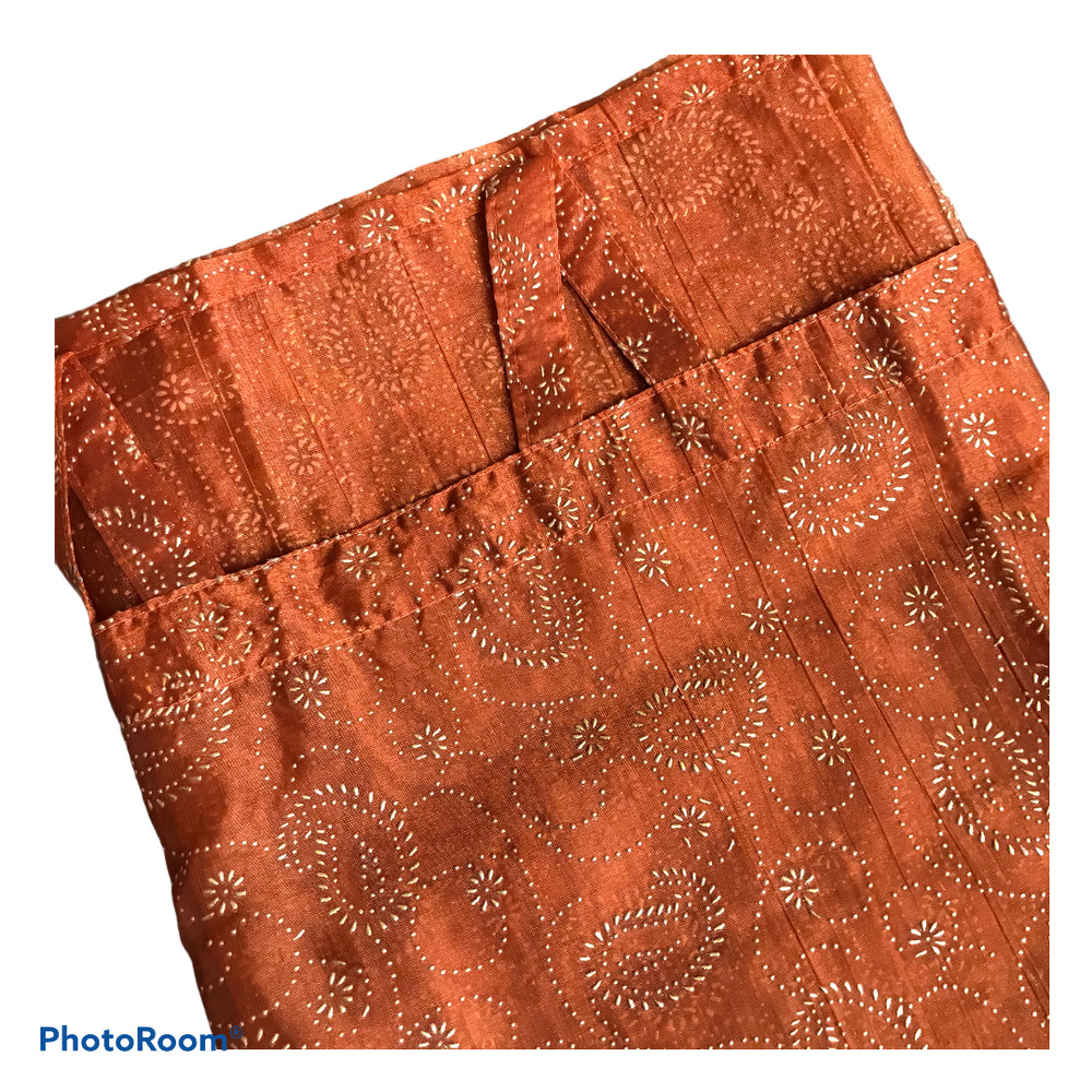 Handcrafted Gold Floral Pumpkin Curtains Set NWOT